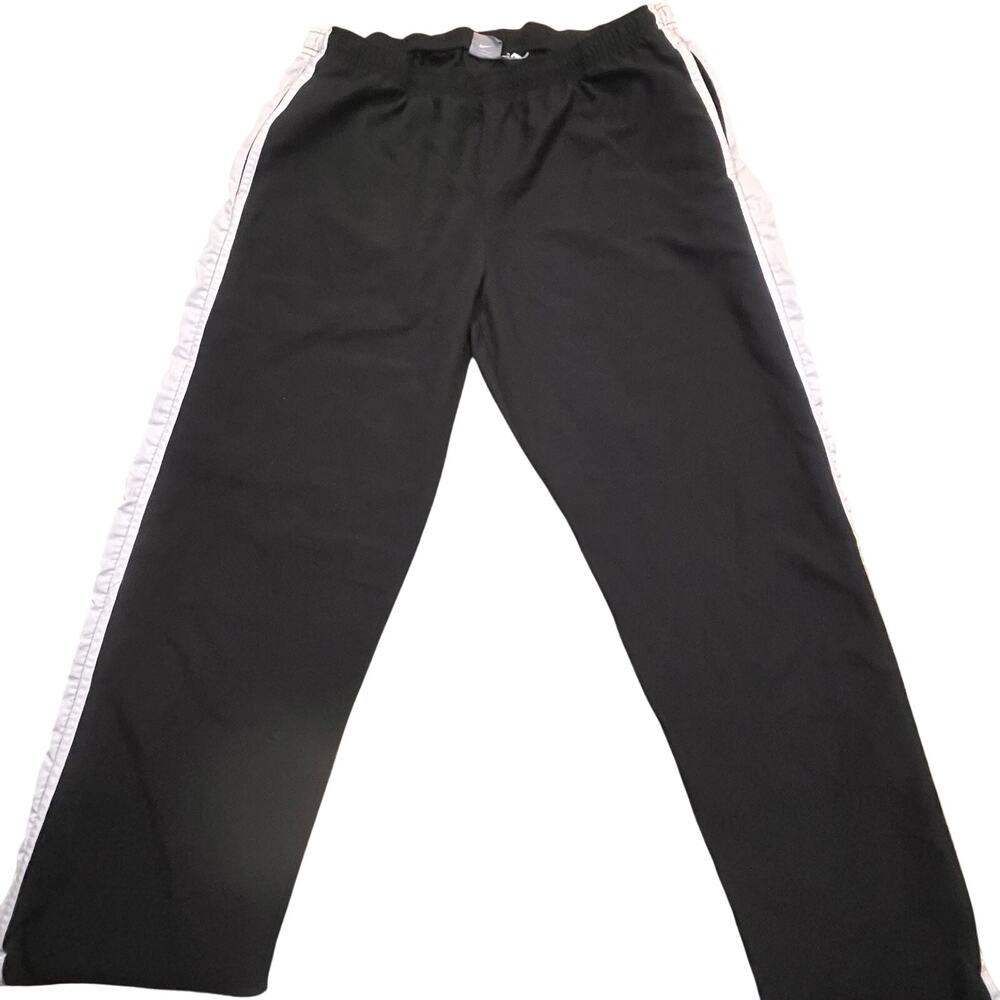 Vintage Nike Track Pants Black White Side Stripe Athletic Joggers Women Large